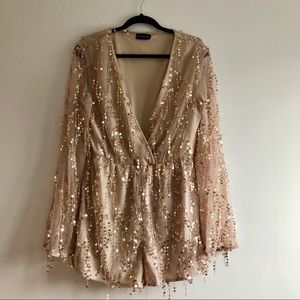Gold sequin romper